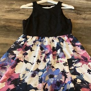 Black top w/ purple floral bottom dress